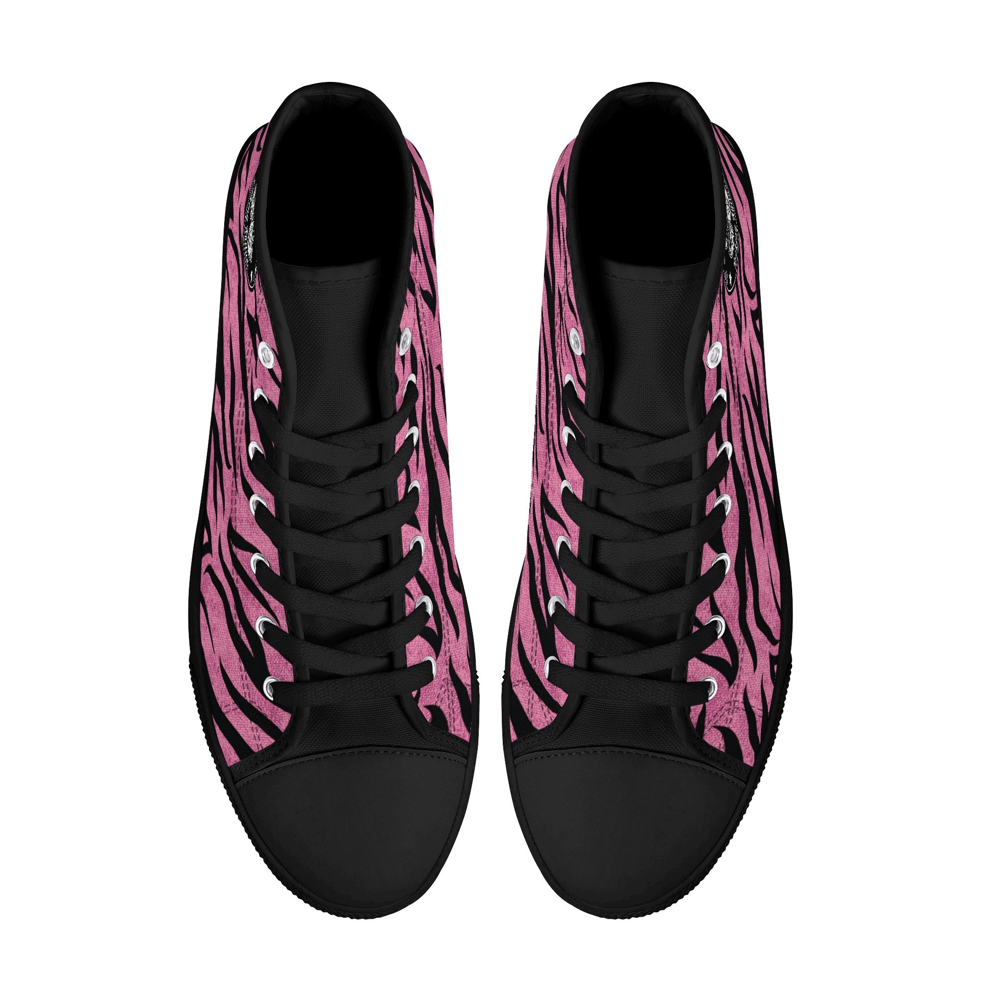 Pink Zebra Animal Print Women's Psychobilly High Top Shoes