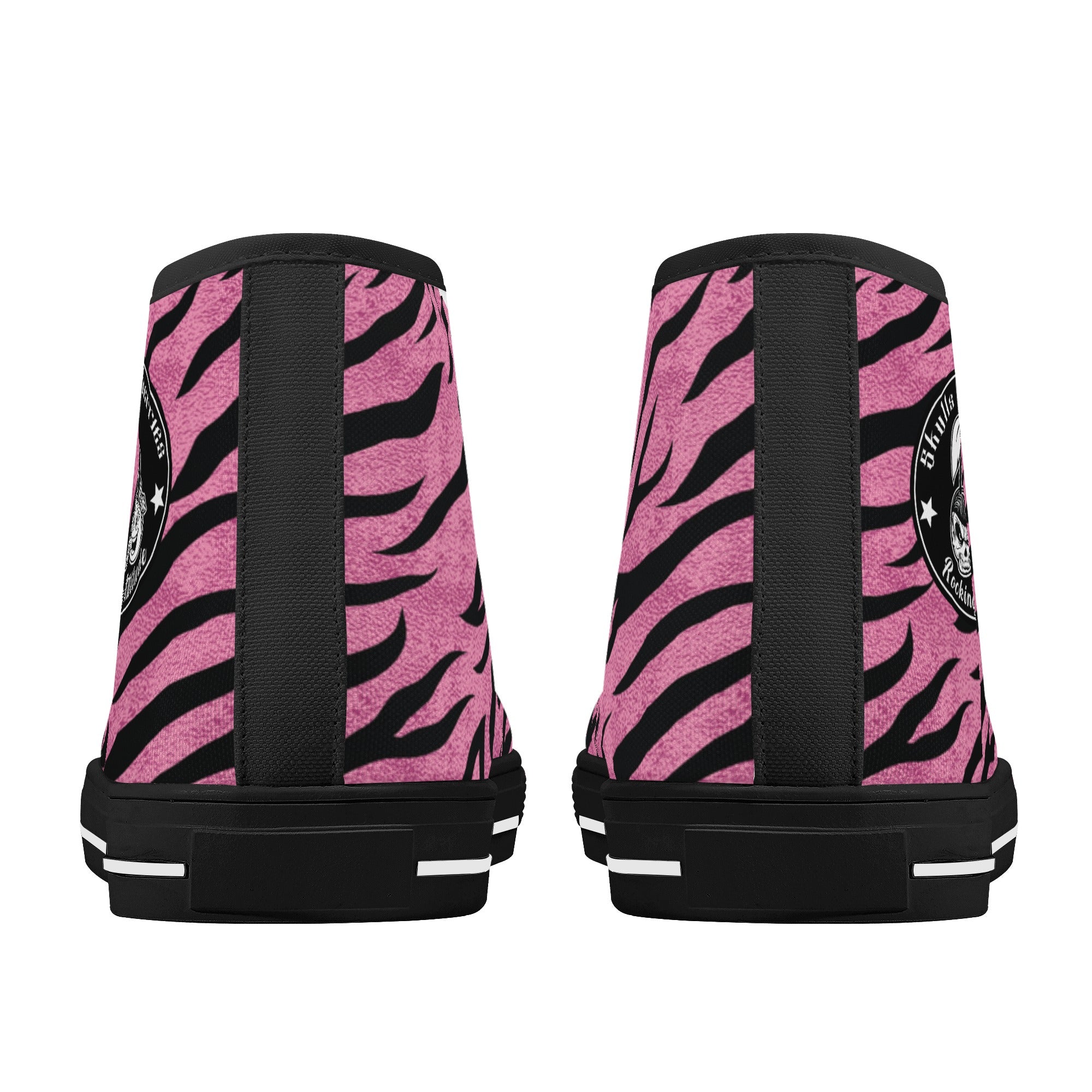 Pink Zebra Animal Print Women's Psychobilly High Top Shoes