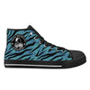 Blue Zebra Animal Print Women's Psychobilly High Top Shoes