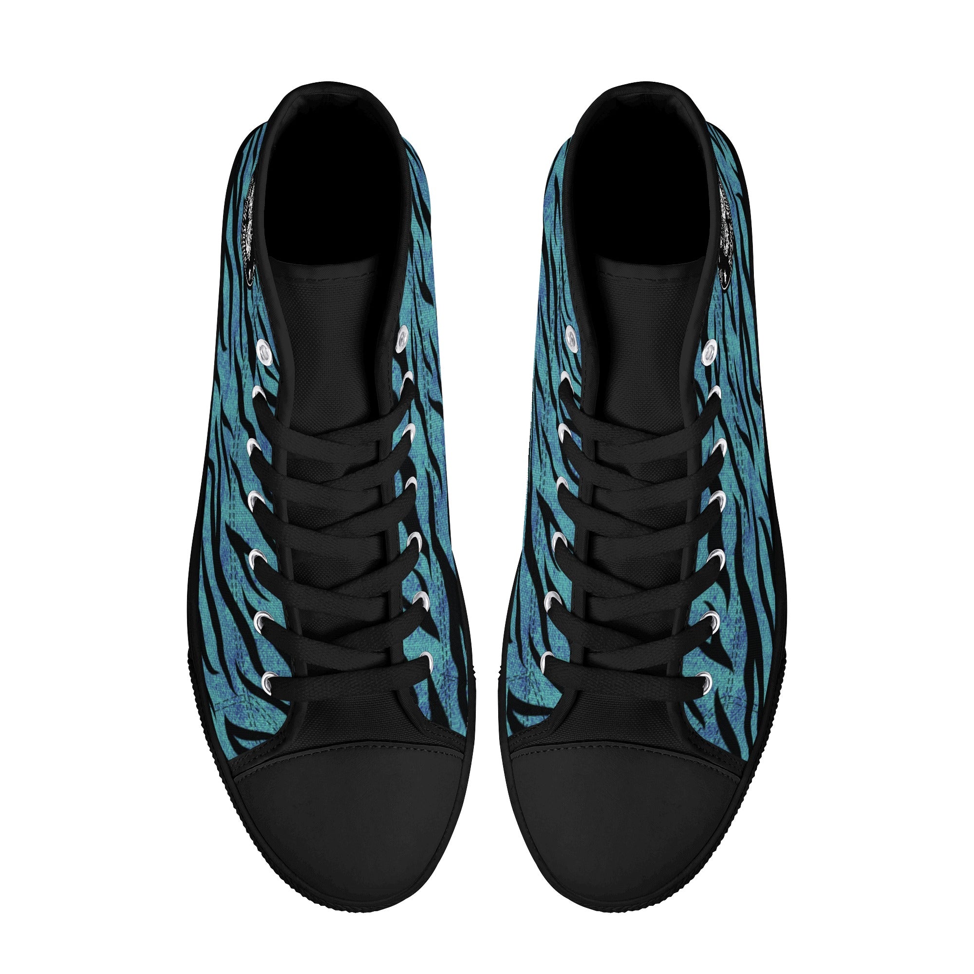 Blue Zebra Animal Print Women's Psychobilly High Top Shoes