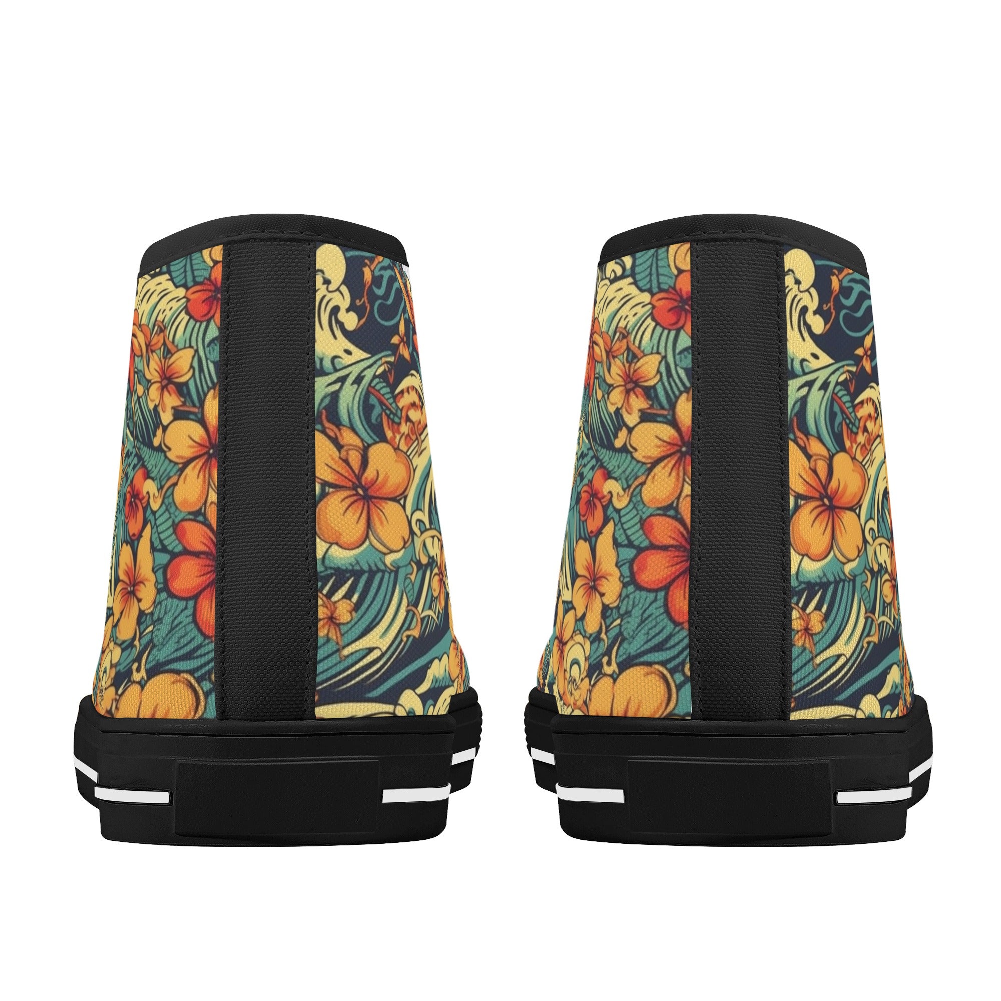 Classic Retro Hawaiian Pattern Men's Psychobilly High Top Shoes