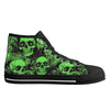 Black and Green Hawaiian and skulls Men's Psychobilly High Top Shoes