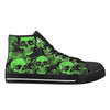 Black and Green Hawaiian and skulls Men's Psychobilly High Top Shoes