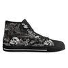 Black and White Hawaiian and Skulls Men's Psychobilly High Top Shoes