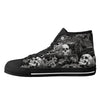 Black and White Hawaiian and Skulls Men's Psychobilly High Top Shoes