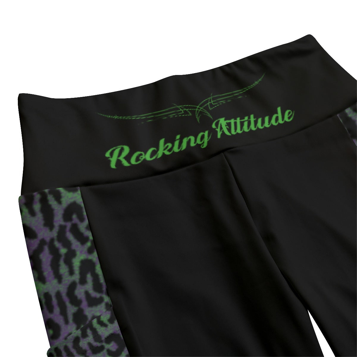 Psycho Purple and Green Leopard High Waist Leggings With Side Pocket