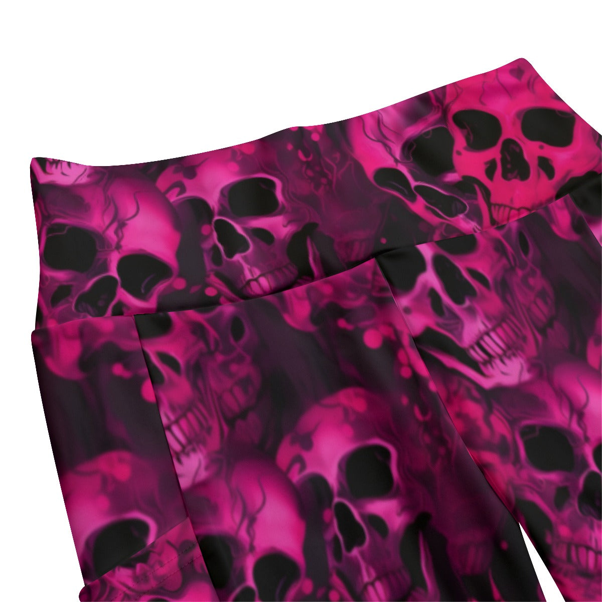 Pink tie-dye skulls High Waist Leggings With Pockets