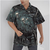 Dark Cemetery Scene with Skulls Psychobilly Hawaiian Shirt