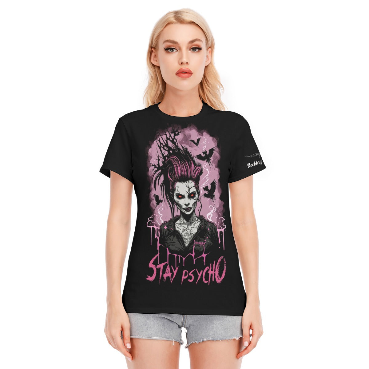 Pink Ghoul Pinup Stay Psycho Psychobilly T-shirt