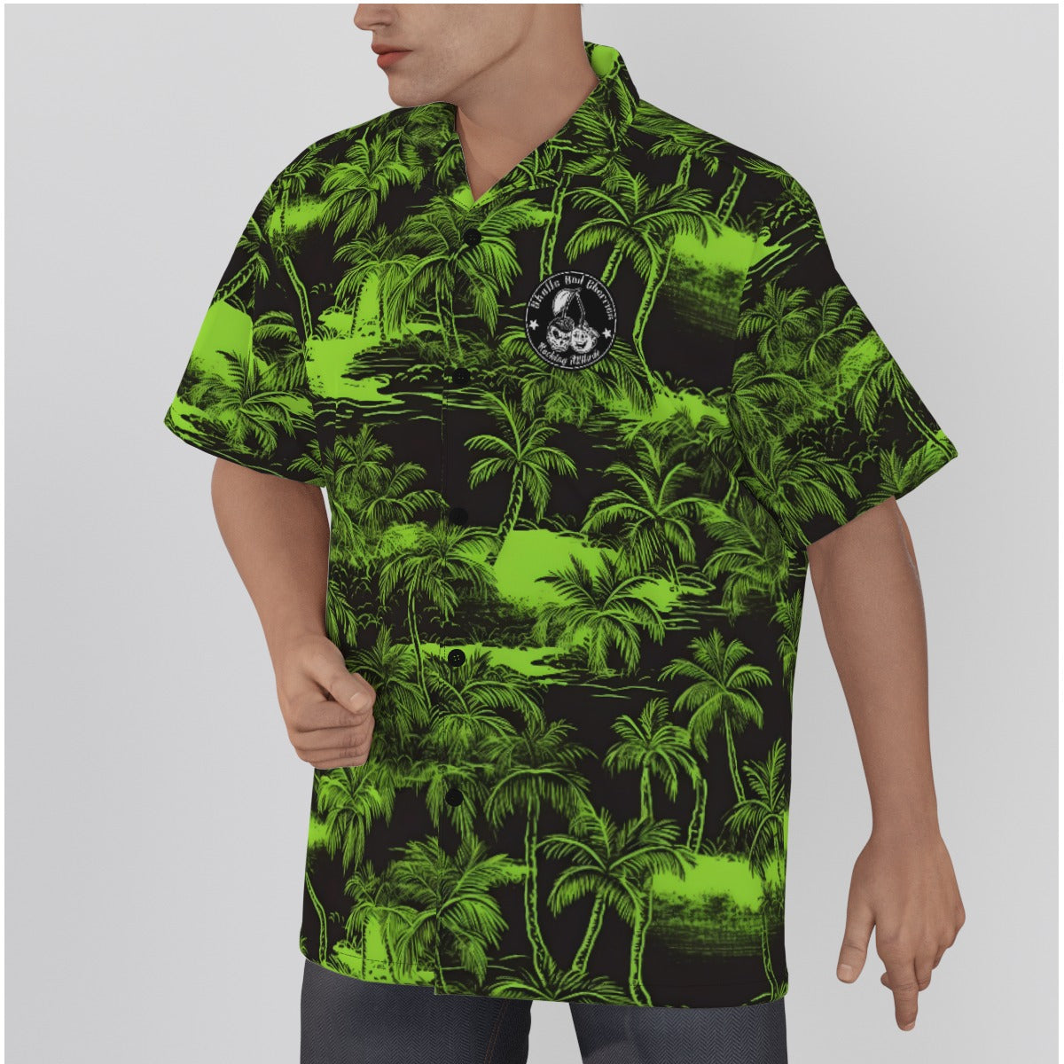 Black and Green Hawaiian Scenery Psychobilly Hawaiian Shirt