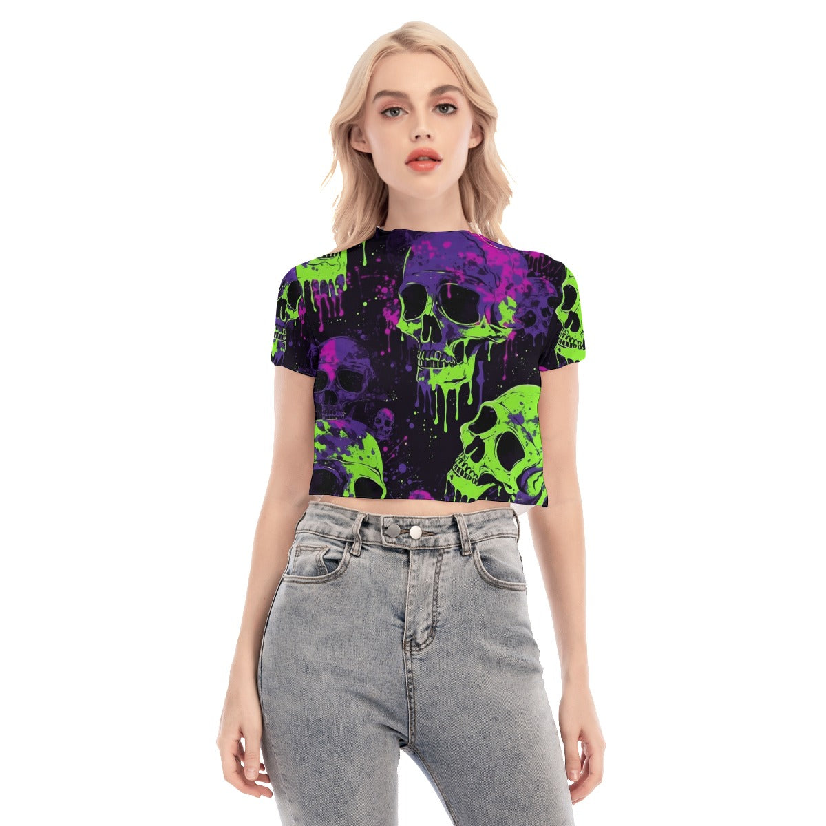 Deathwalker Short Sleeves Mesh Crop Top