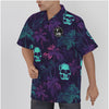 Bright Purple Skulls and Purple Palm Trees Psychobilly Hawaiian Shirt