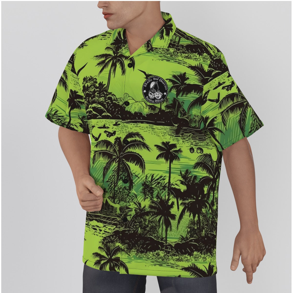 Black and Green Hawaiian Scenery Psychobilly Hawaiian Shirt