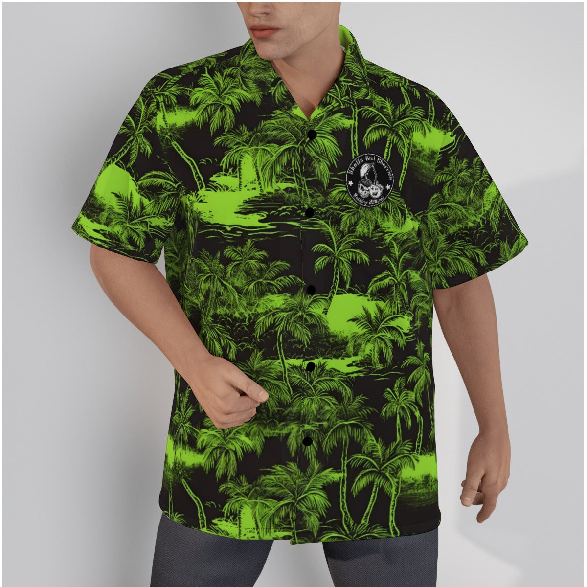 Black and Green Hawaiian Scenery Psychobilly Hawaiian Shirt