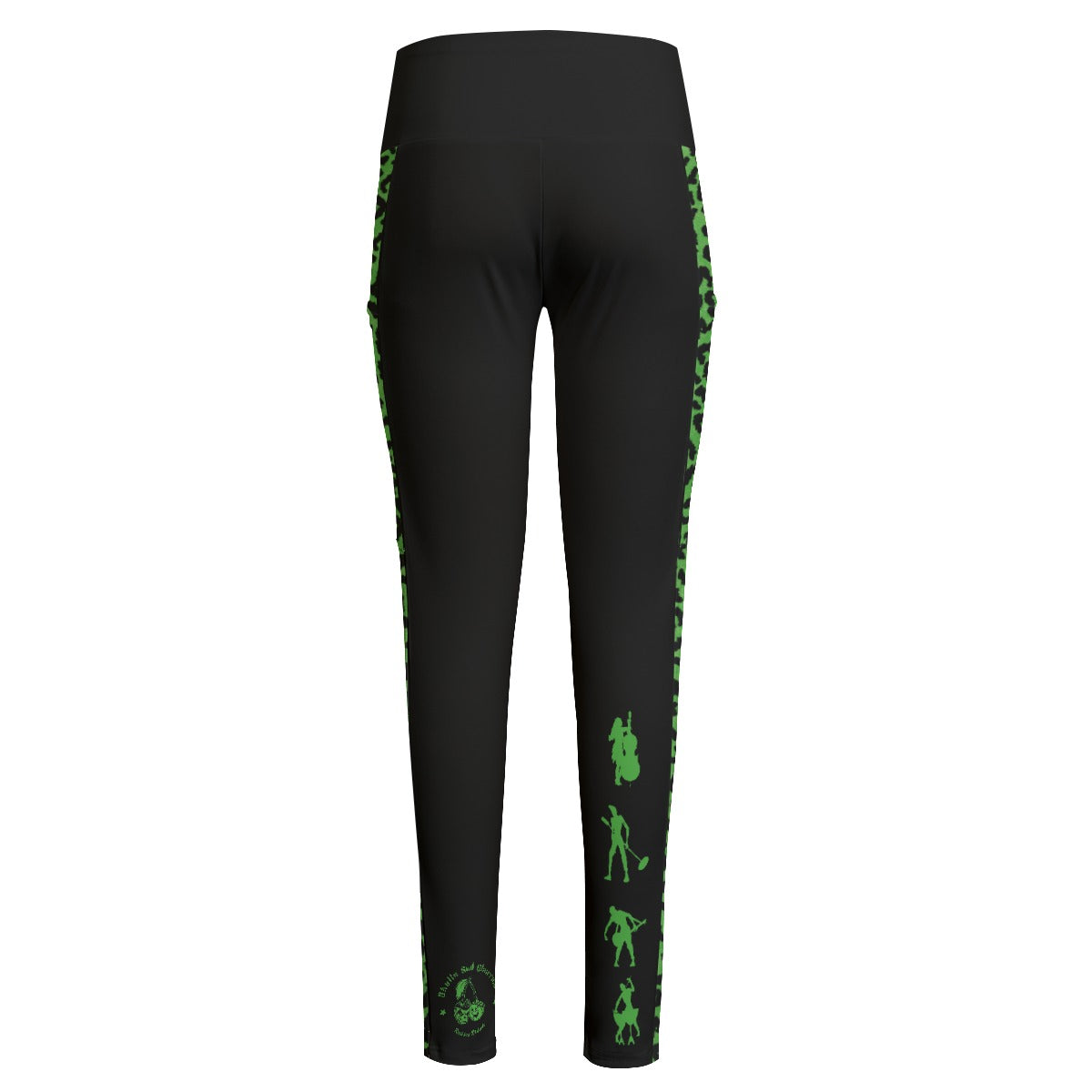 Green Leopard High Waist Leggings With Side Pocket