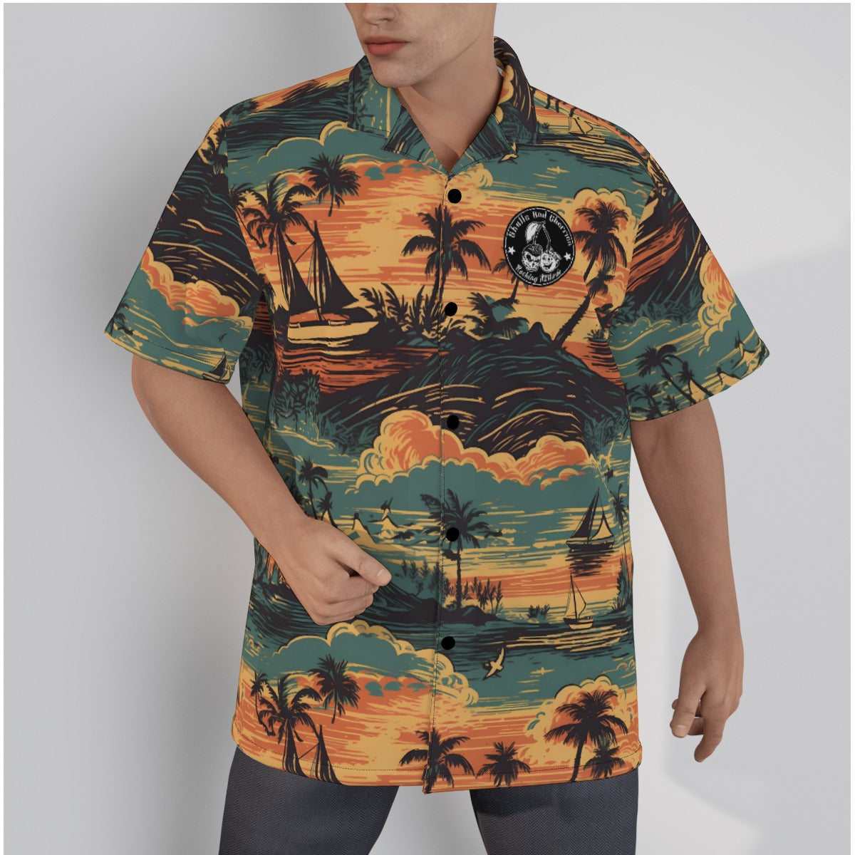 Hawaiian Scenery at Dawn Psychobilly Hawaiian Shirt