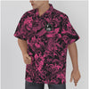 Black and Pink Island Pattern Psychobilly Hawaiian Shirt