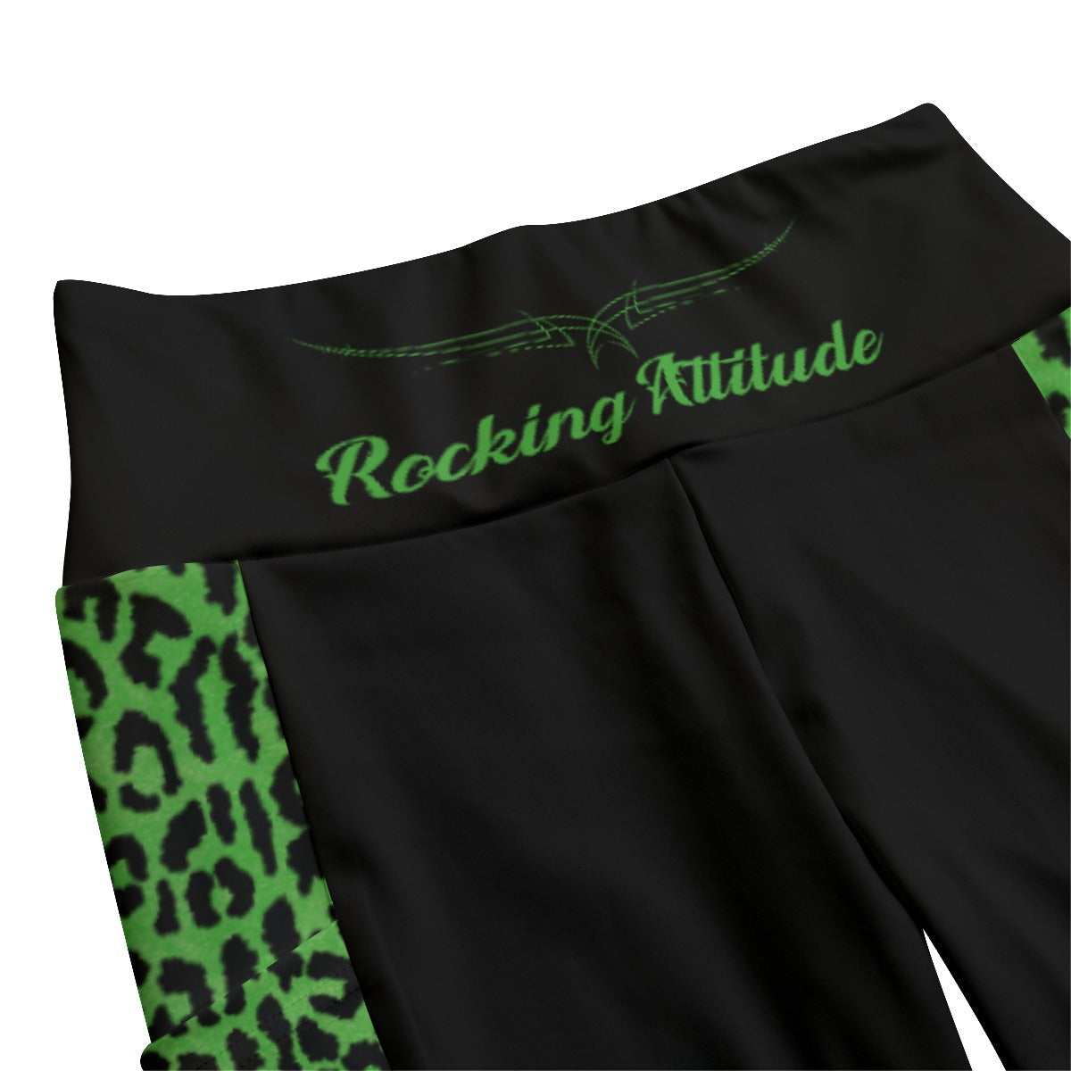 Green Leopard High Waist Leggings With Side Pocket