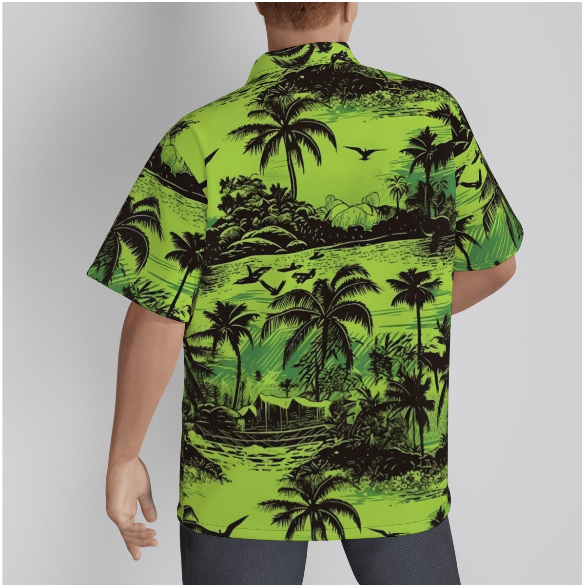 Black and Green Hawaiian Scenery Psychobilly Hawaiian Shirt