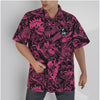Black and Pink Island Pattern Psychobilly Hawaiian Shirt