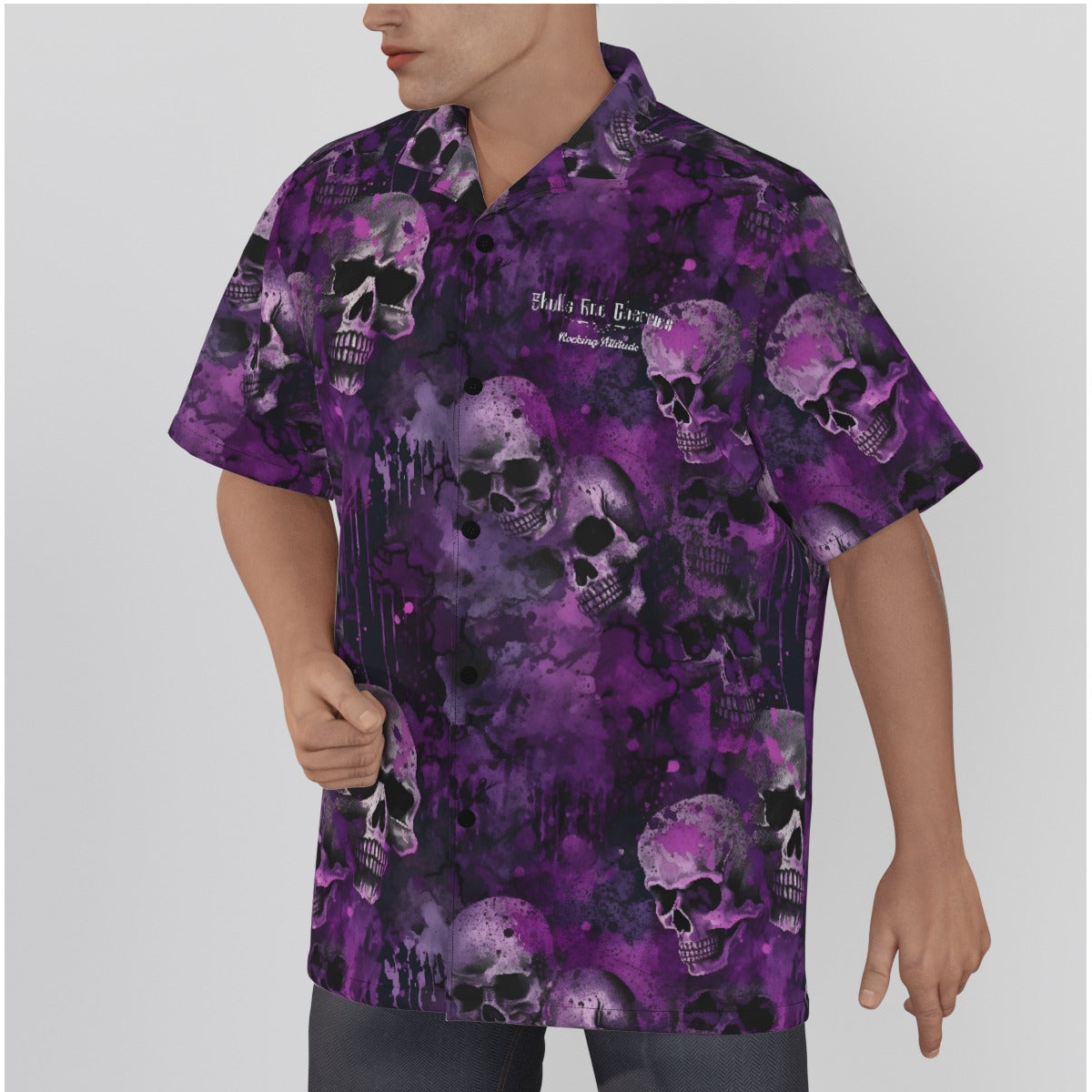 Purple Smoky skulls Psychobilly Hawaiian Shirt