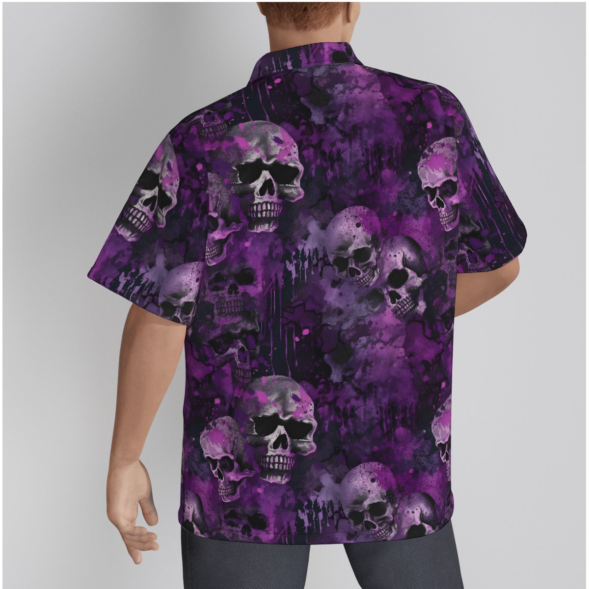 Purple Smoky skulls Psychobilly Hawaiian Shirt