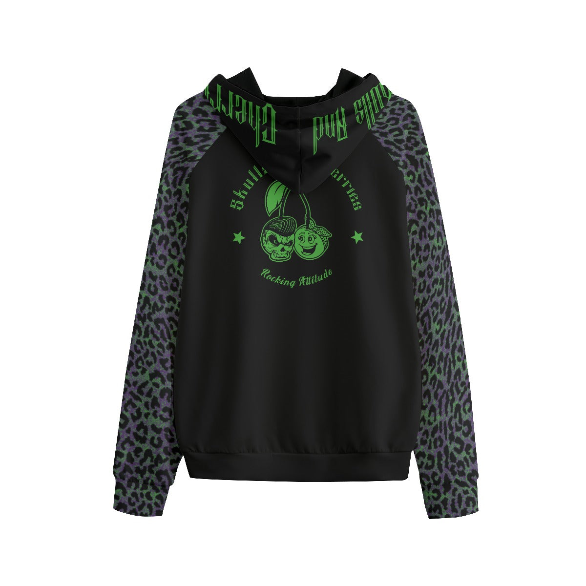 Stay Psycho animal print Sleeves Unisex Raglan Pullover Hoodie