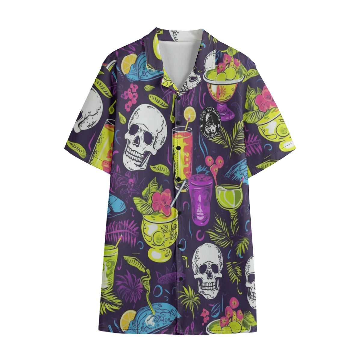 Colored Party Skulls And Cocktails Hawaiian Shirt