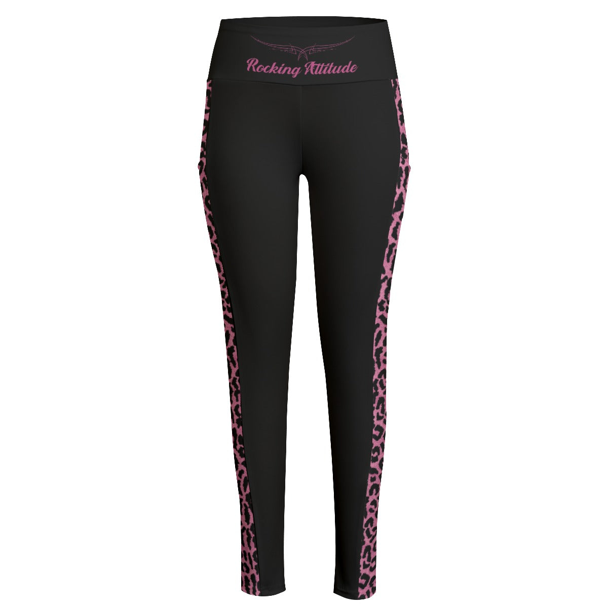 Pink Leopard High Waist Leggings With Side Pocket