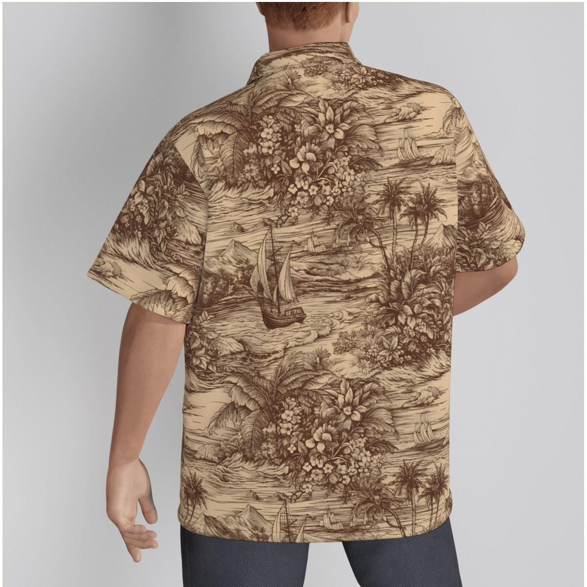 Retro Beach and Sailboat Psychobilly Hawaiian Shirt