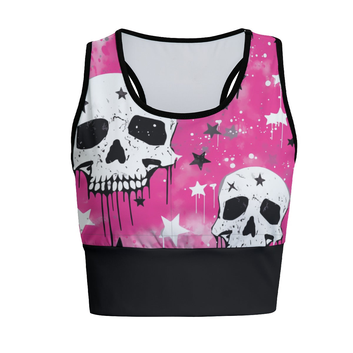 Skulls and Stars Pink Women's Sports Bra