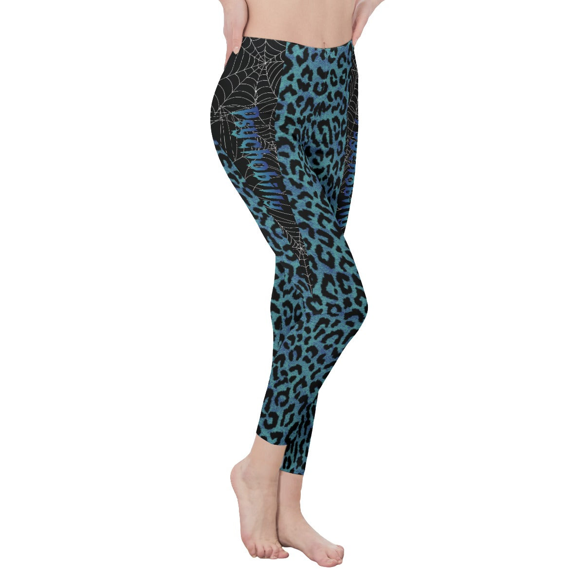 Blue Leopard print Psychobilly Casual Leggings