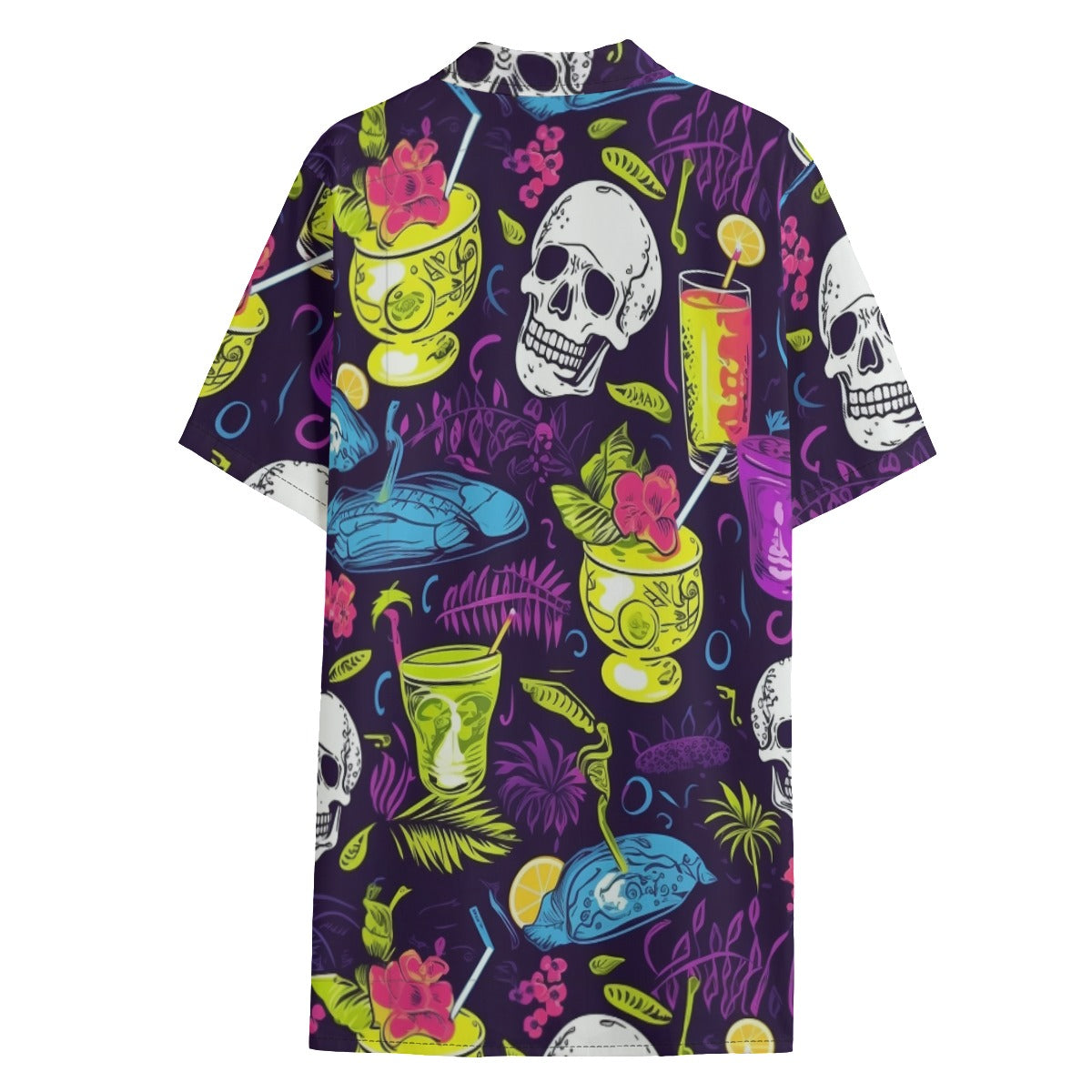 Colored Party Skulls And Cocktails Hawaiian Shirt