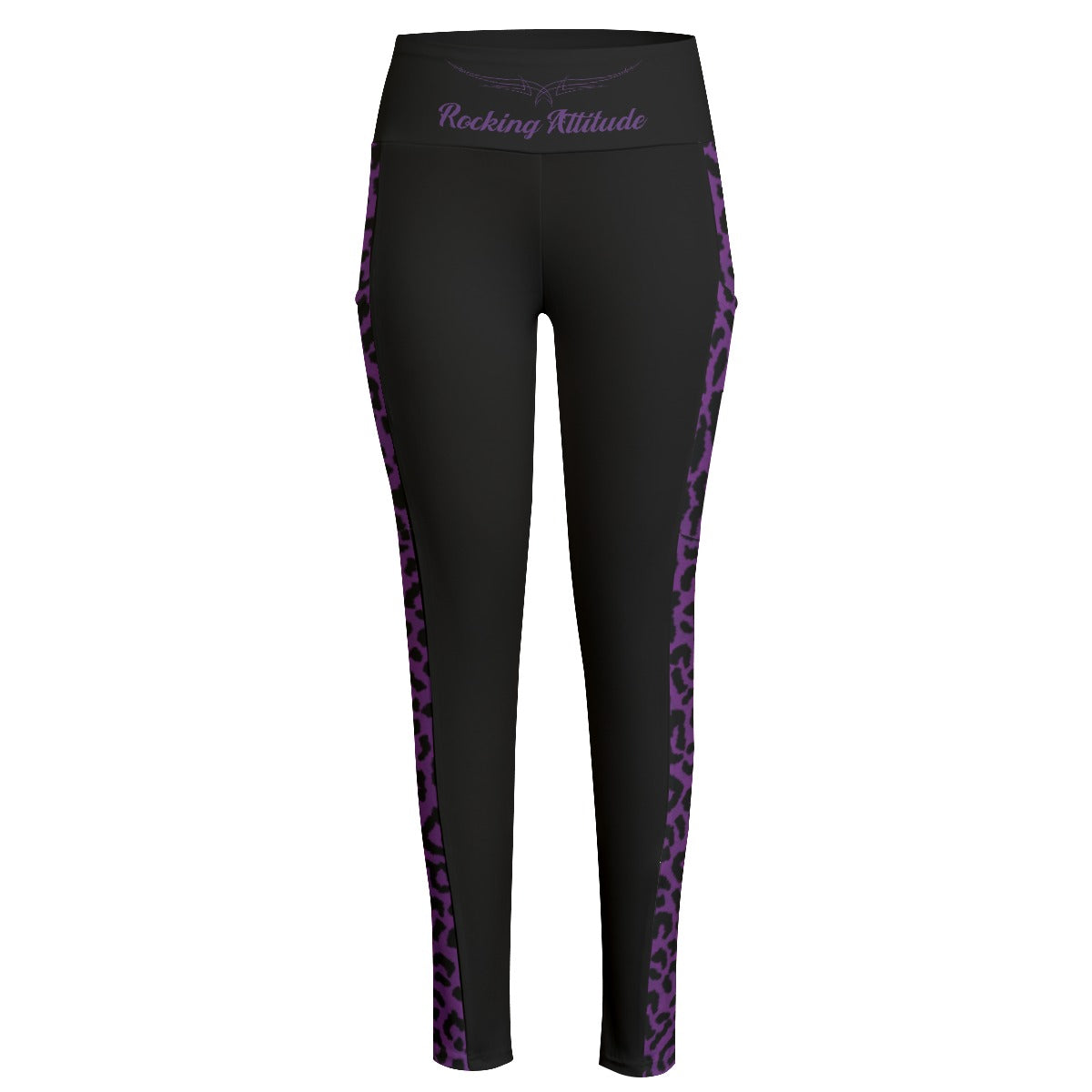 Purple Leopard High Waist Leggings With Side Pocket