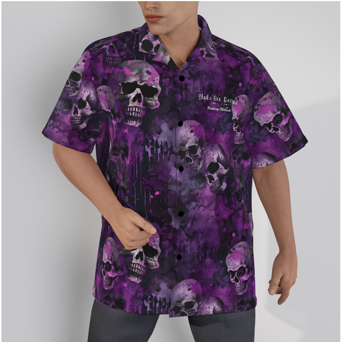 Purple Smoky skulls Psychobilly Hawaiian Shirt