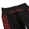 Red Leopard High Waist Leggings With Side Pocket