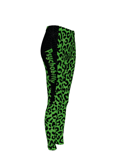 Green Animal Print Psychobilly Casual Leggings