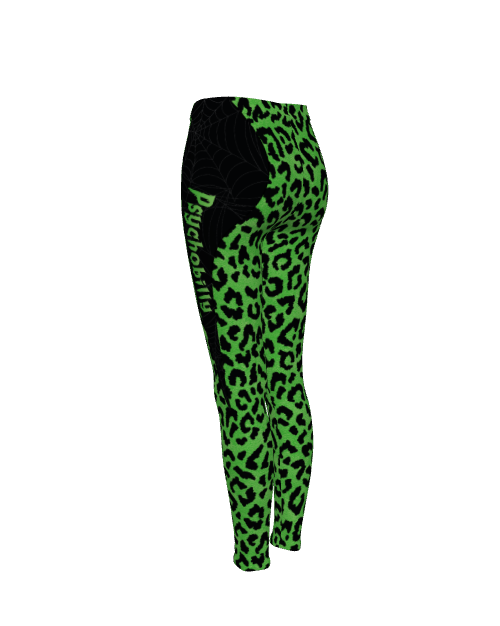 Green Animal Print Psychobilly Casual Leggings