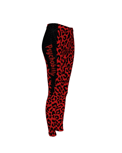 Red Animal Print Psychobilly Casual Leggings