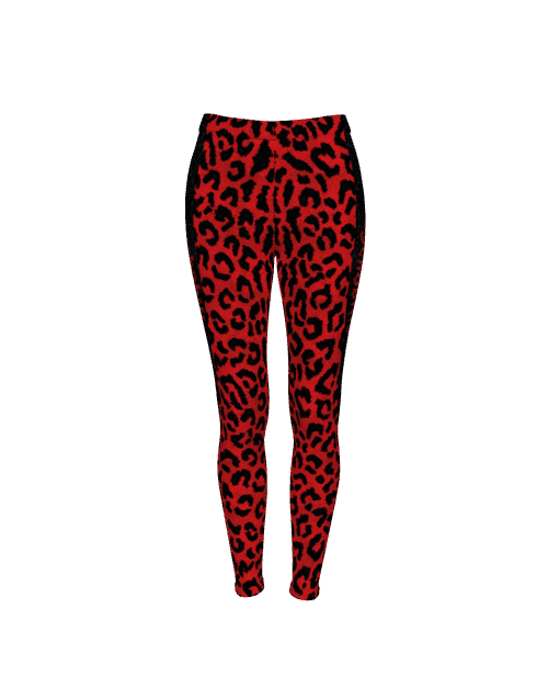 Red Animal Print Psychobilly Casual Leggings