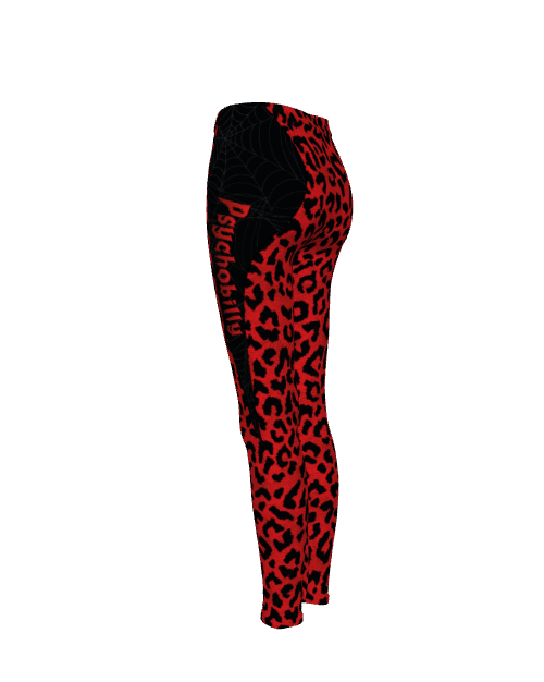 Red Animal Print Psychobilly Casual Leggings