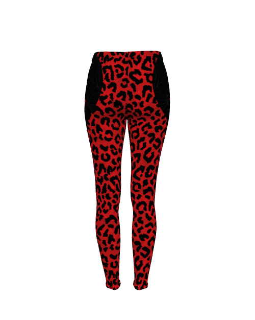 Red Animal Print Psychobilly Casual Leggings