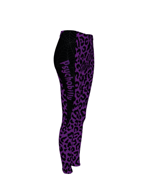 Purple Animal Print Psychobilly Casual Leggings