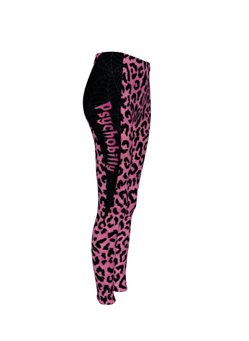 Pink Animal Print Psychobilly Casual Leggings