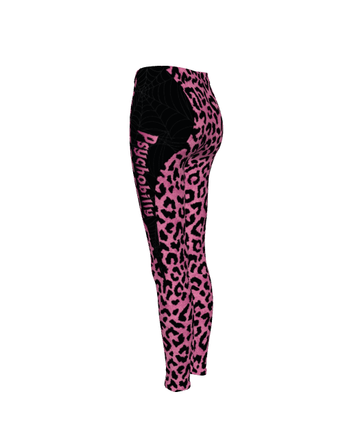 Pink Animal Print Psychobilly Casual Leggings